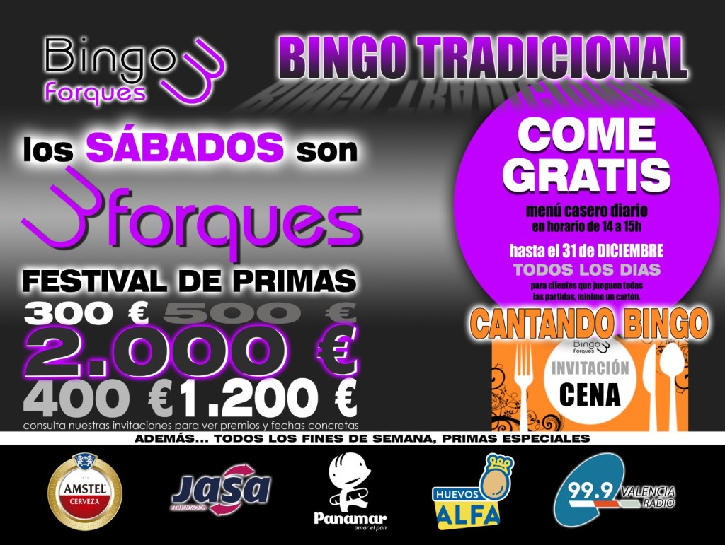 Promoción Come gratis Bingo Tres Forques
